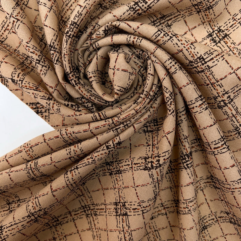 Wool Checked Printed Fabric