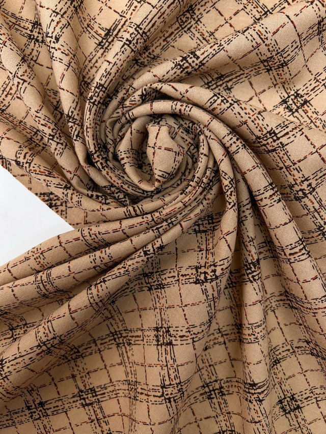 Wool Checked Printed Fabric