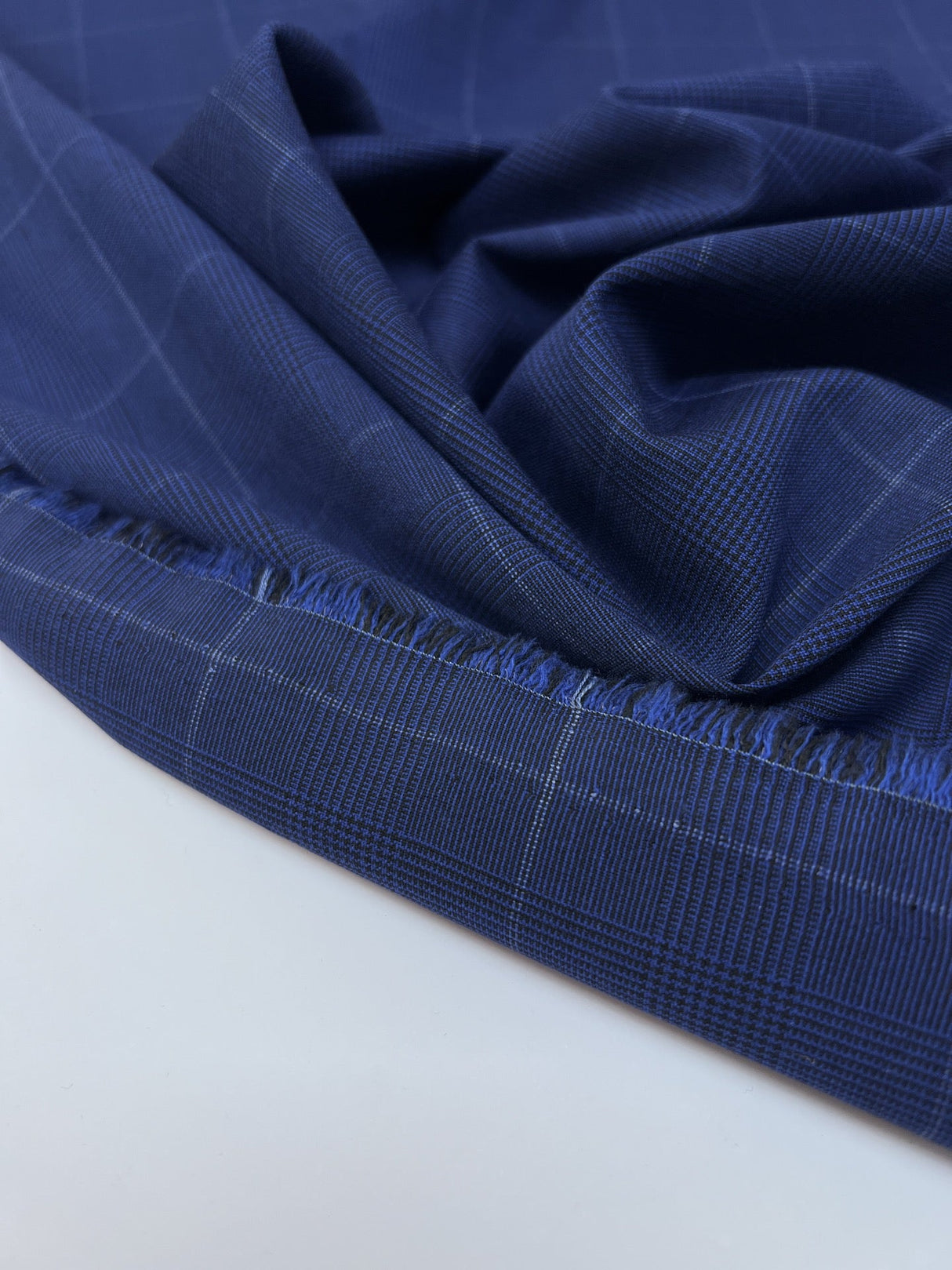 Polyamide Elastane Checked Fabric Blue Black