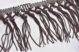 Fringe Trim Faux Leather Black 4.25"