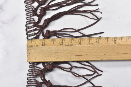 Fringe Trim Faux Leather Black 4.25"