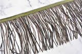 Faux Leather Fringe Trim Black Gray 6.25"