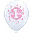 1st Birthday Girl Latex Balloons