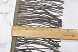 Faux Leather Fringe Trim Black Gray 6.25"