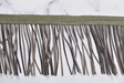 Faux Leather Fringe Trim Black Gray 3.25"