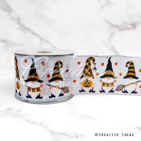2 1/2" Wired Gnome Halloween Costume Ribbon-10 Yds (White)