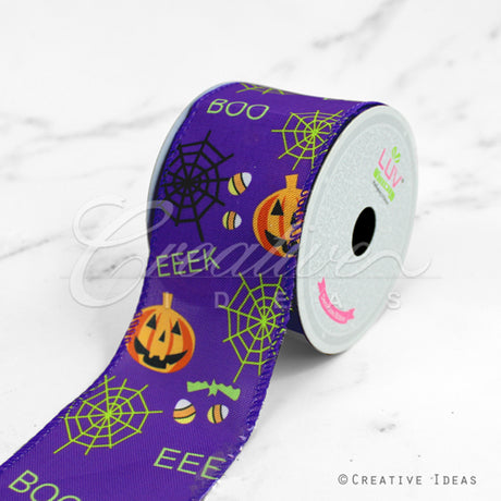 2 1/2" Wired Halloween Night Ribbon-10 Yds (Purple)