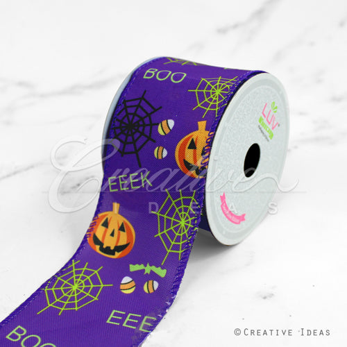 2 1/2" Wired Halloween Night Ribbon-10 Yds (Purple)