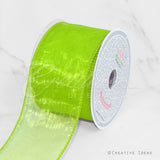 2 1/2" Wired Organza Ribbon - 10 Yards (Apple Green)