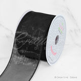 2 1/2" Wired Organza Ribbon - 10 Yards (Black)