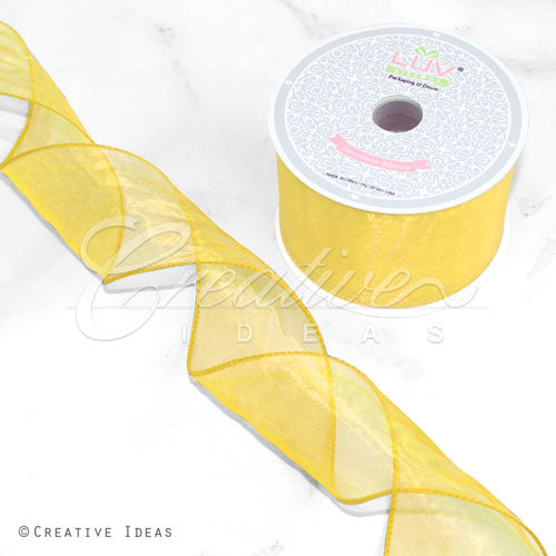 2 1/2" Wired Organza Ribbon - 10 Yards (Canary)