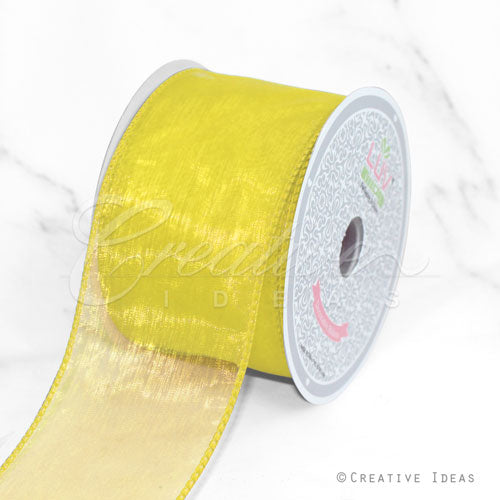 2 1/2" Wired Organza Ribbon - 10 Yards (Canary)