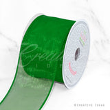 2 1/2" Wired Organza Ribbon - 10 Yards (Emerald Green)
