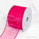 2 1/2" Wired Organza Ribbon - 10 Yards (Hot Pink)