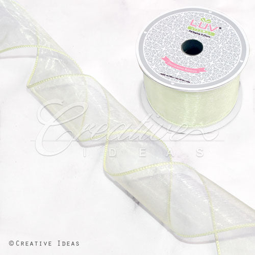 2 1/2" Wired Organza Ribbon - 10 Yards (Ivory)