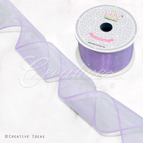 2 1/2" Wired Organza Ribbon - 10 Yards (Lavender)