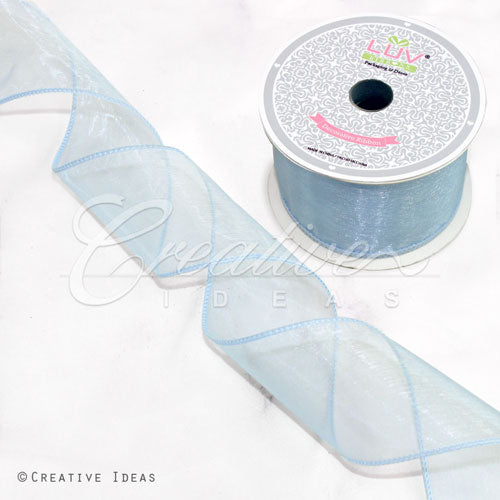 2 1/2" Wired Organza Ribbon - 10 Yards (Light Blue)