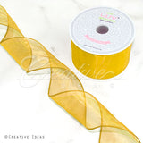 2 1/2" Wired Organza Ribbon - 10 Yards (Light Gold)