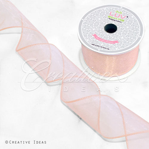 2 1/2" Wired Organza Ribbon - 10 Yards (Light Peach)