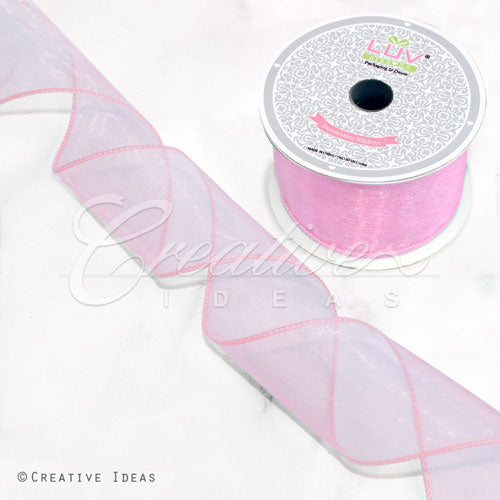 2 1/2" Wired Organza Ribbon - 10 Yards (Light Pink)
