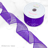 2 1/2" Wired Organza Ribbon - 10 Yards (Purple)