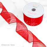 2 1/2" Wired Organza Ribbon - 10 Yards (Red)