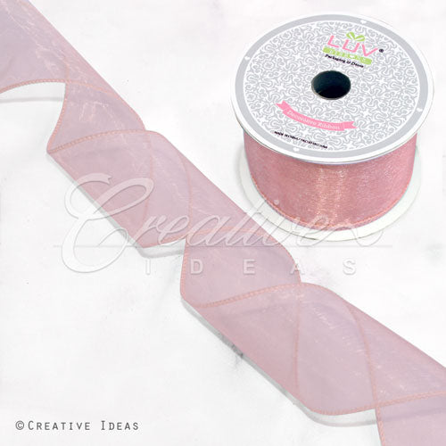 2 1/2" Wired Organza Ribbon - 10 Yards (Rosy Mauve)