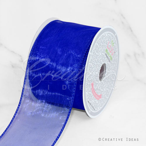 2 1/2" Wired Organza Ribbon - 10 Yards (Royal Blue)
