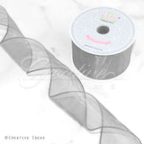 2 1/2" Wired Organza Ribbon - 10 Yards (Silver)