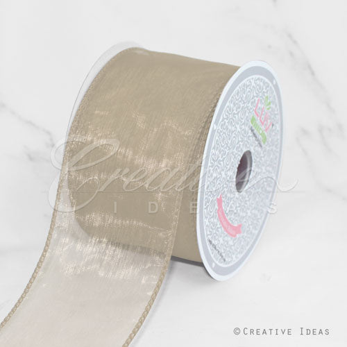 2 1/2" Wired Organza Ribbon - 10 Yards (Toffee)