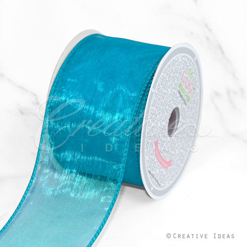 2 1/2" Wired Organza Ribbon - 10 Yards (Turquoise)