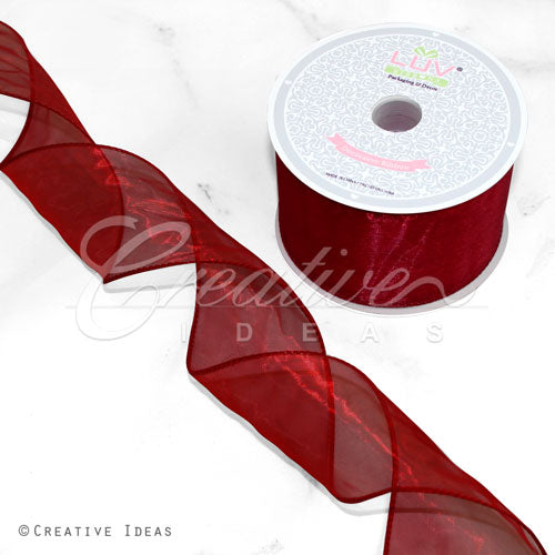 2 1/2" Wired Organza Ribbon - 10 Yards (Wine)