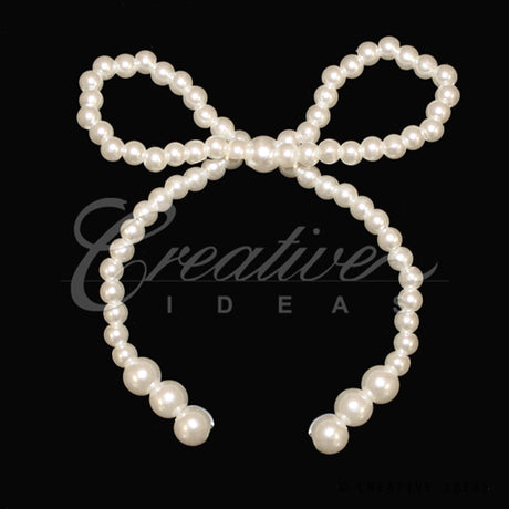 2 1/2" X 2 3/4" Medium Pearl Bow Accessories-3 Pcs (White)