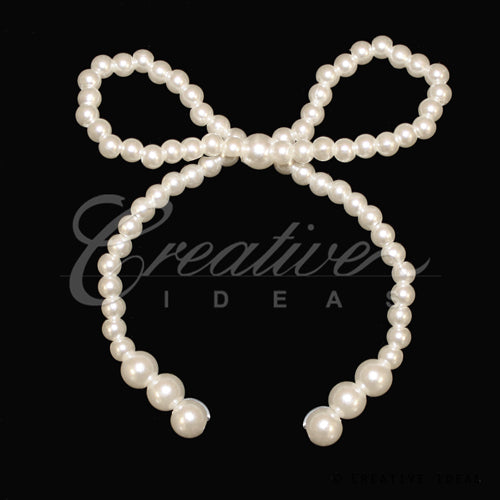 2 1/2" X 2 3/4" Medium Pearl Bow Accessories-3 Pcs (White)