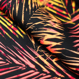 Electric Tropics Nylon Spandex Fabric - Tropical Palm Leaf Print, Multi, Orange-Red, Green-Blue, Pink-Purple, 58-60" Width (1 Yard)