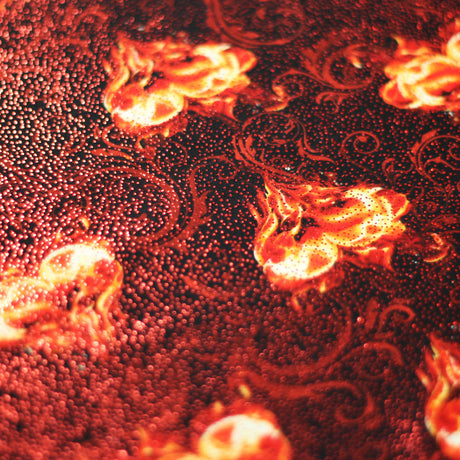 Burning Desire Nylon Spandex Fabric - Pink/Black, Orange/Black, Fire Flame Print, 58/60" Width (1 Yard)