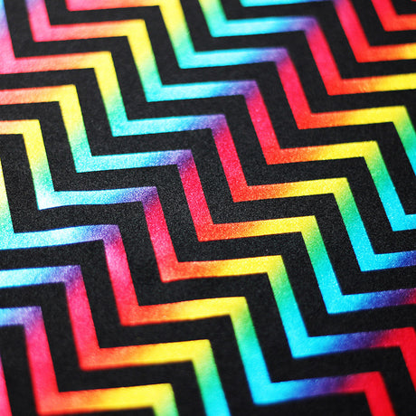 Chevron Foil Nylon Spandex Fabric - Black/White or Rainbow Chevron, 58/60" Width (1 Yard)