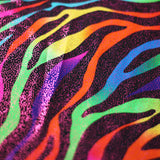 Magic Zebra Nylon Spandex Fabric - Rainbow Zebra Print, 60" Width (1 Yard)