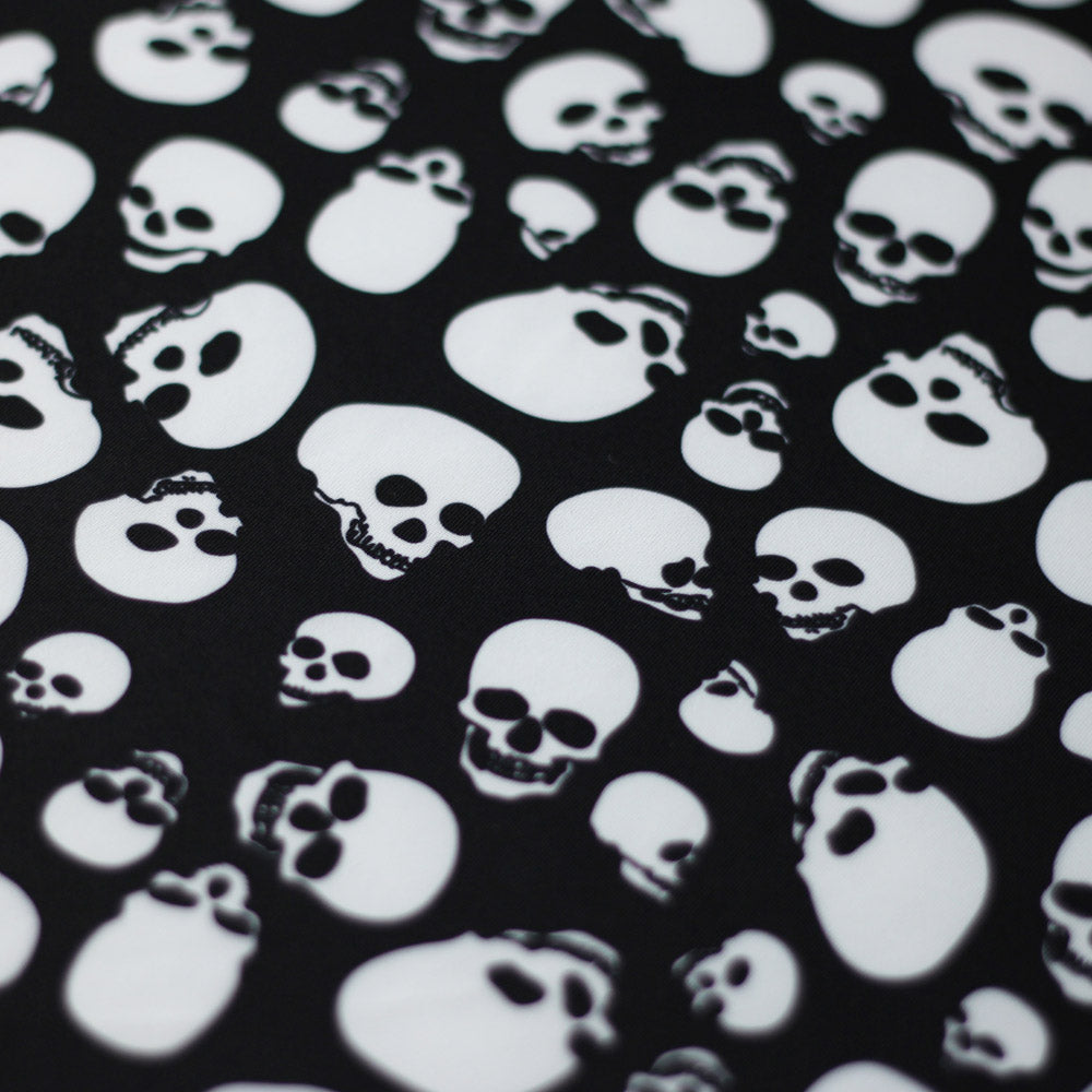 Skull Tricot Polyester Spandex Fabric - Red-White, Black-White, Black-Red, Skull Pattern, 58-60" Width, 240 GSM (1 Yard)