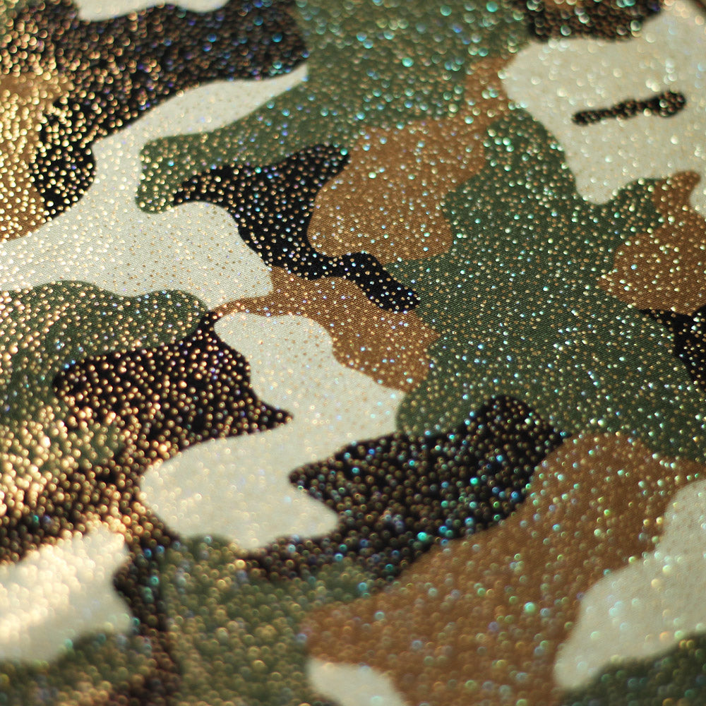 Camouflage Tricot Nylon Spandex Fabric - Olive/Khaki Camo Print, 58/60" Width (1 Yard)
