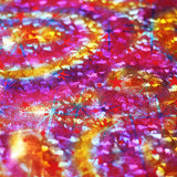 Cosmic Star Nylon Spandex Fabric - Red Multi/Black Multi, Rainbow Stars, 58/60" Width (1 Yard)
