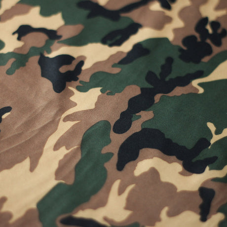 Camo Classic Poly Spandex Fabric - Green/Brown Camouflage Print, Four-Way Stretch, 58/60" Width, 240 GSM (1 Yard)