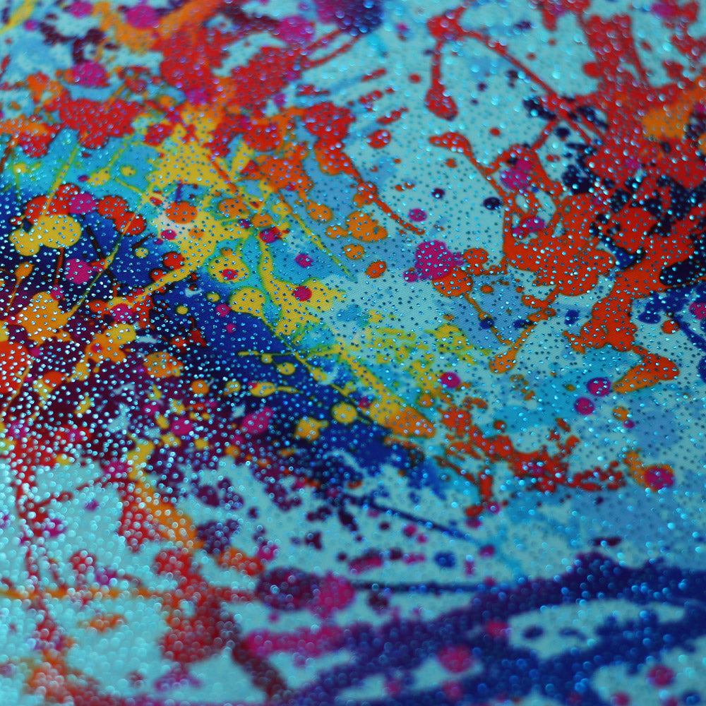 Graffiti Nylon Spandex Fabric - Rainbow Paint Splatter, Multi-Color, 58/60" Width (1 Yard)