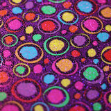 Exotic Dots Nylon Spandex Fabric - Multi-Color Dots On Purple, 58-60" Width (1 Yard)