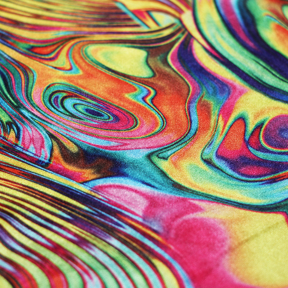 Paint Swirl Polyester Spandex Fabric - Multicolor Abstract Print, 58/60" Width (1 Yard)
