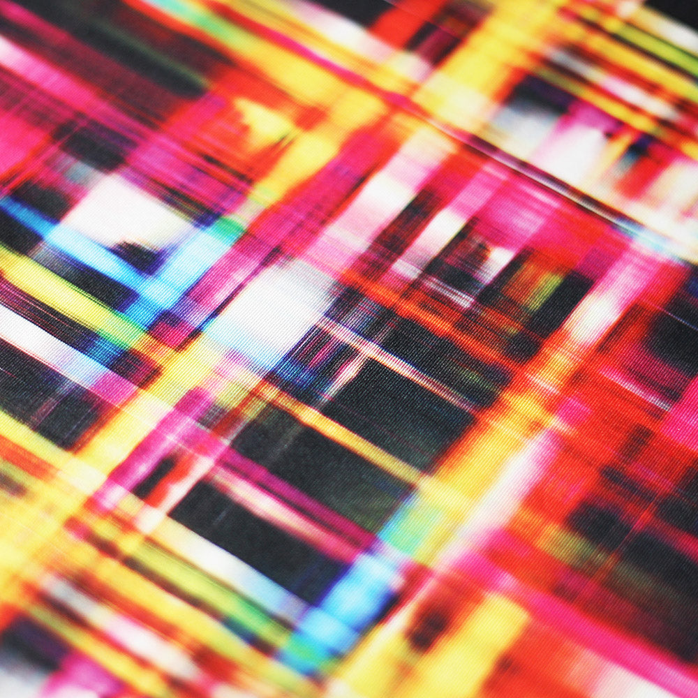 Optic Plaid Multi Polyester Spandex Fabric - Multicolor Plaid, 58/60" Width (1 Yard)