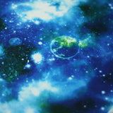 Galaxy Polyester Spandex Fabric - Pink, Blue, Multi, Sparkly Galaxy Print, 58/60" Width, 200 GSM (1 Yard)