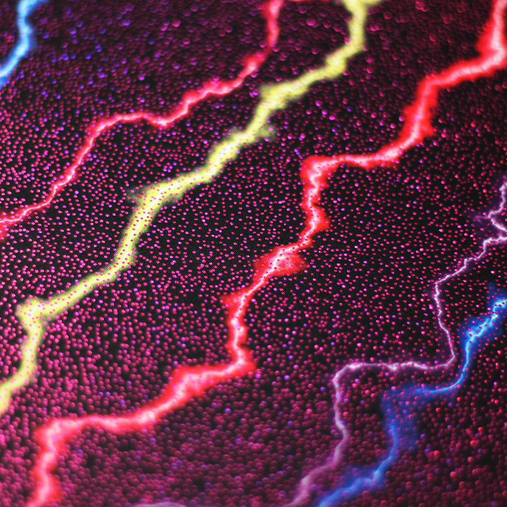 Electric Waves Polyester Spandex Fabric - Lightning Bolt Print, 58/60" Width (1 Yard)