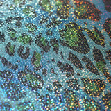 Iridescent Leopard Polyester Spandex Fabric - Pink, Aqua, Orange, Lime, Silver-Black Leopard Print, 58-60" Width, 200 GSM, 4-Way Stretch (1 Yard)