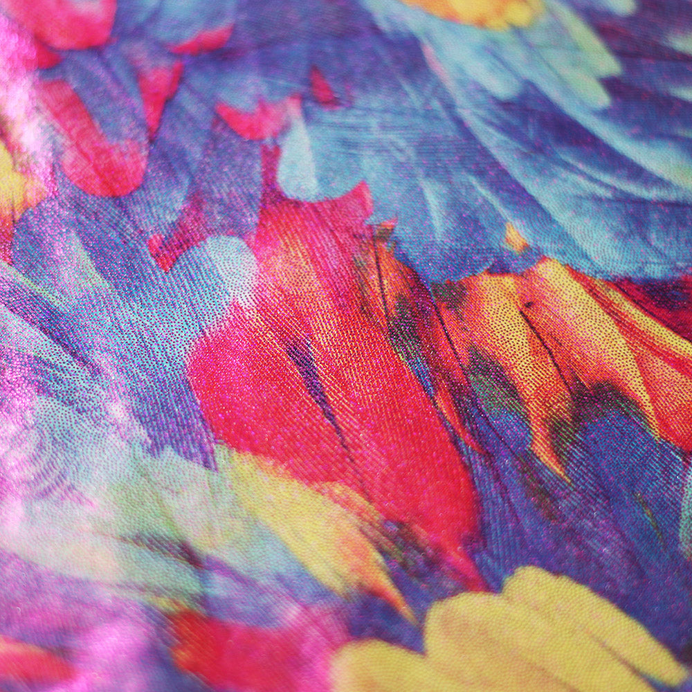 Tropical Feathers Polyester Spandex Fabric - Multicolor Feather Print, 58/60" Width, 200 GSM (1 Yard)